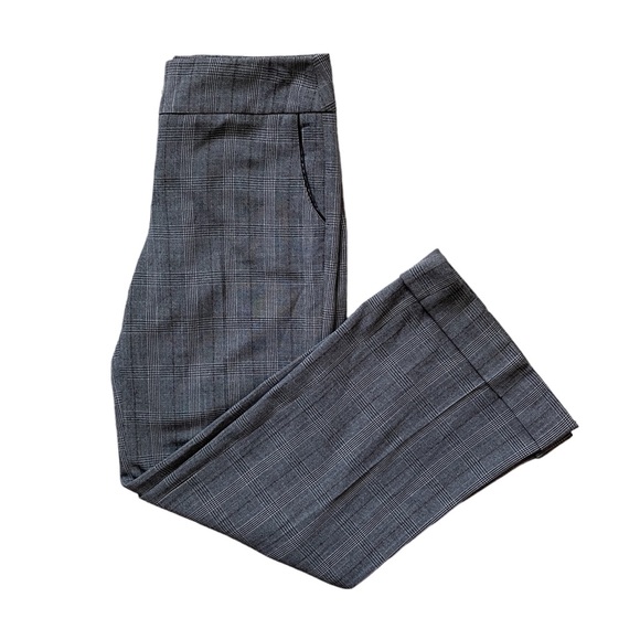 Y2K Mid Rise Grey Brown Glen Check Wide Leg Pants Size 8 - Picture 3 of 5